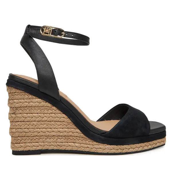 Tommy Hilfiger Espadrile Tommy Hilfiger Leather & Suede High Wedge Espad FW0FW08803 Crna