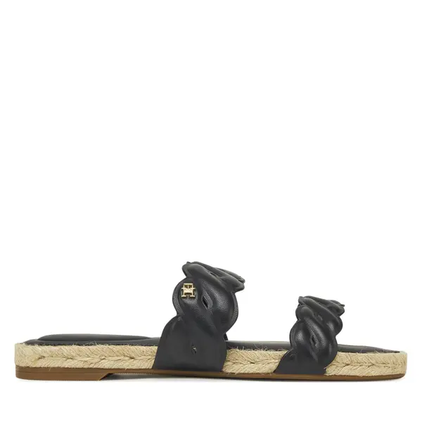 Tommy Hilfiger Espadrile Tommy Hilfiger Leather Rope Espadrille Mule FW0FW08503 Crna