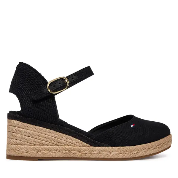 Tommy Hilfiger Espadrile Tommy Hilfiger Mid Wedge Espad Closed Toe FW0FW09233 Crna