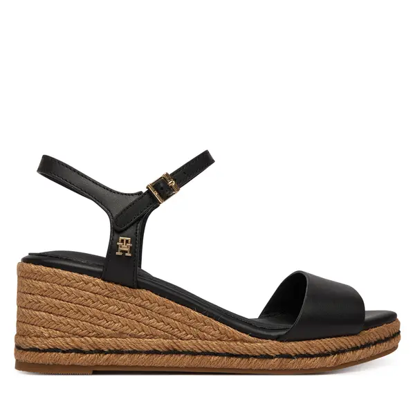 Tommy Hilfiger Espadrile Tommy Hilfiger Mid Wedge Espad Leather FW0FW09340 Crna