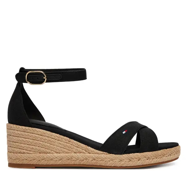 Tommy Hilfiger Espadrile Tommy Hilfiger Mid Wedge Espad X Cross FW0FW09332 Crna