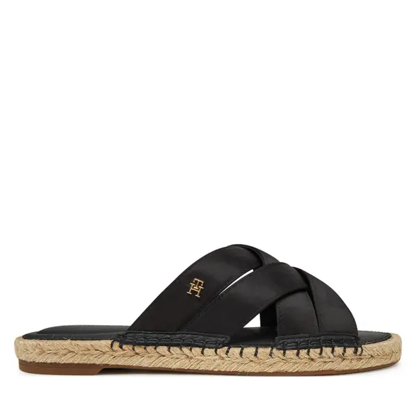 Tommy Hilfiger Espadrile Tommy Hilfiger Satin Espadrille Mule FW0FW08502 Crna