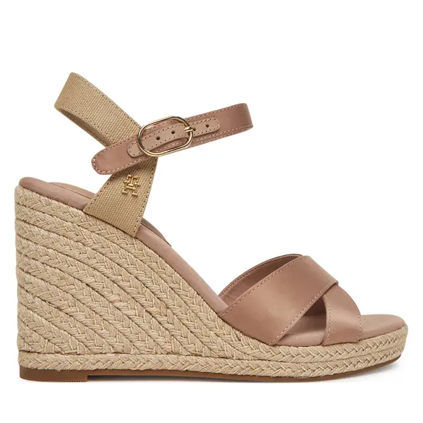 Tommy Hilfiger Espadrile Tommy Hilfiger Satin High Wedge Espadrille FW0FW08602 Ružičasta