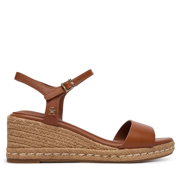 Tommy Hilfiger Espadrile Tommy Hilfiger Th Monogram Leather Wedge Espadrilles FW0FW09340 Smeđa