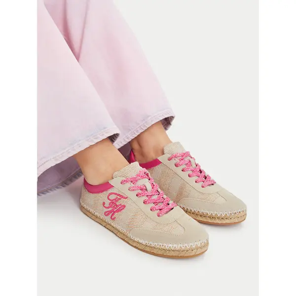Tommy Hilfiger Espadrile Tommy Hilfiger Woven Logo Embroidery FW0FW09108 Bež