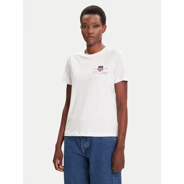 Gant Gant T-shirt Bisiklet Yaka 4200277 Bijela Regular Fit