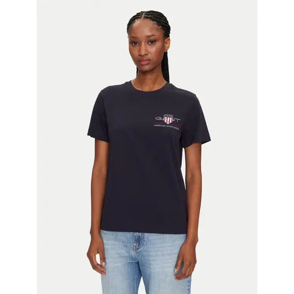 Gant Gant T-shirt Bisiklet Yaka 4200277 Tamnoplava Regular Fit