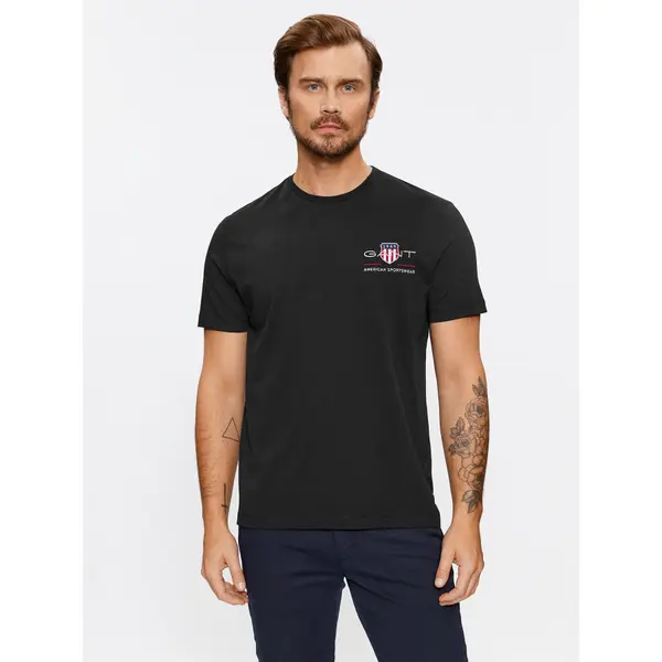 Gant Gant T-shirt Reg Archive Shield Emb Ss 2067004 Crna Regular Fit