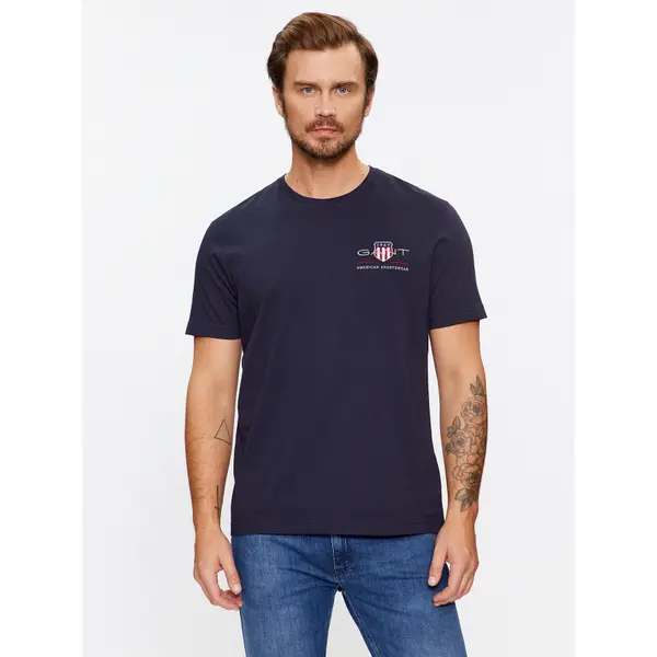 Gant Gant T-shirt Reg Archive Shield Emb Ss 2067004 Tamnoplava Regular Fit