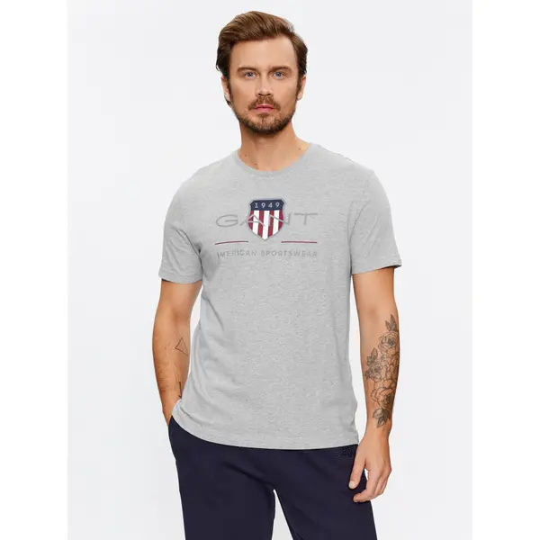 Gant Gant T-shirt Reg Archive Shield Ss 2003199 Siva Regular Fit