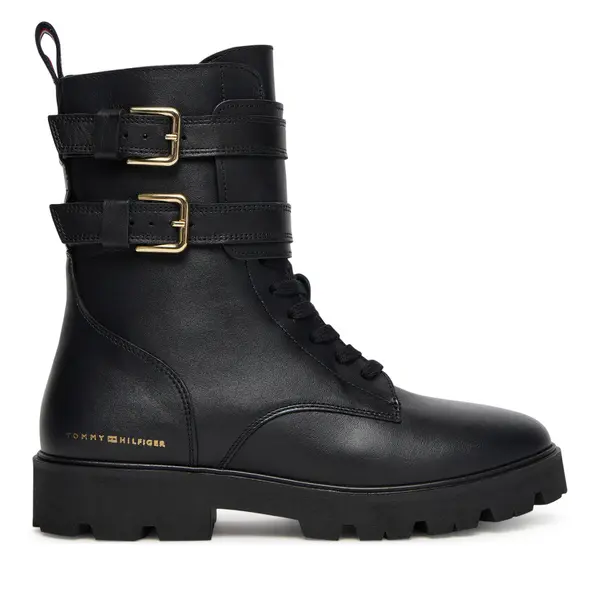 Tommy Hilfiger Gležnjače Tommy Hilfiger Biker Laceup FW0FW08986 Crna