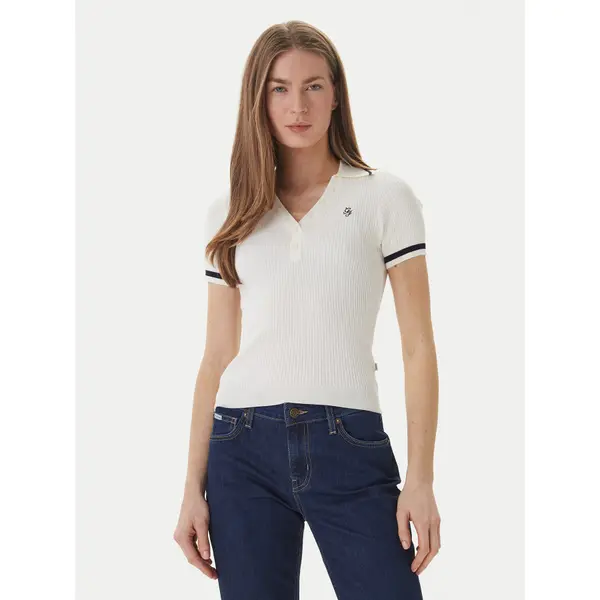 Guess Jeans Guess Jeans Polo W6GRZ1 Z3P32 Krem Slim Fit