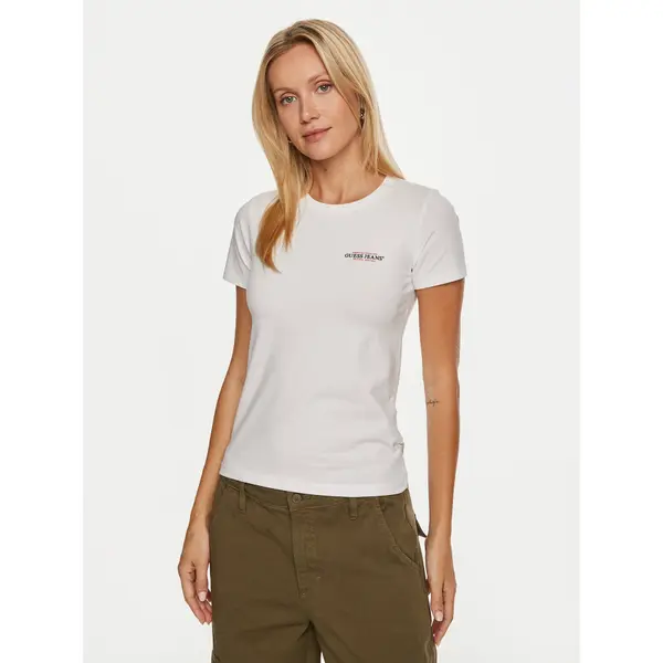Guess Jeans Guess Jeans T-shirt W4YI02 J1314 Bijela Slim Fit