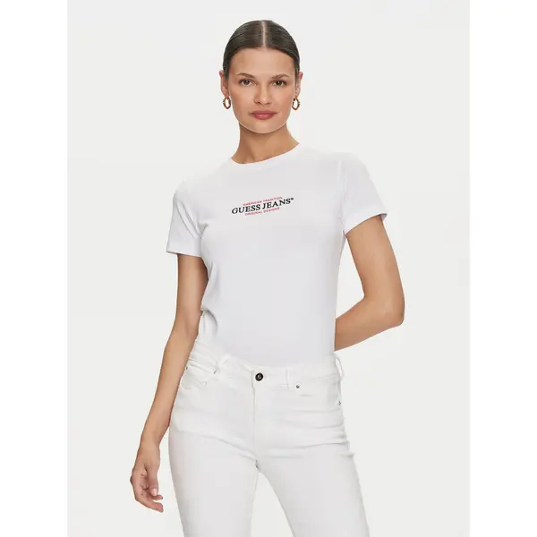 Guess Jeans Guess Jeans T-shirt W4YI03 J1314 Bijela Slim Fit