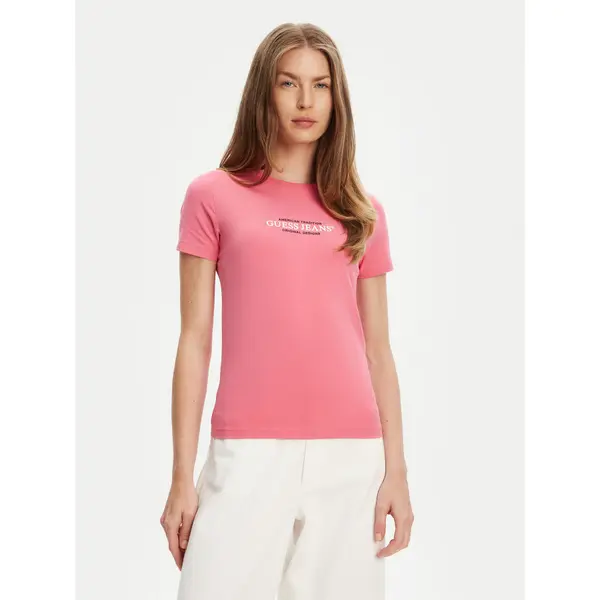 Guess Jeans Guess Jeans T-shirt W4YI03 J1314 Ružičasta Slim Fit