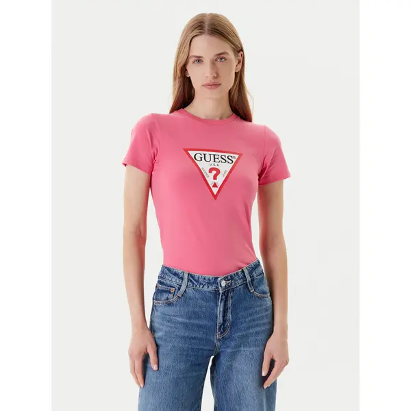 Guess Jeans Guess Jeans T-shirt W4YI04 J1314 Ružičasta Slim Fit