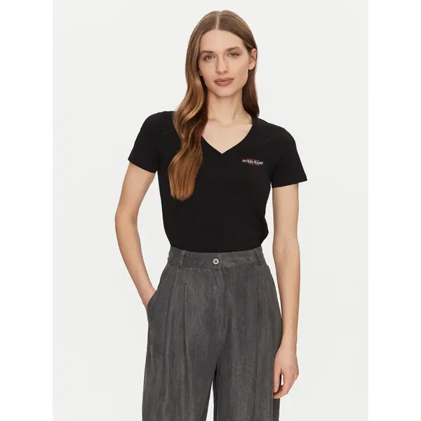 Guess Jeans Guess Jeans T-shirt W4YI23 J1314 Crna Slim Fit