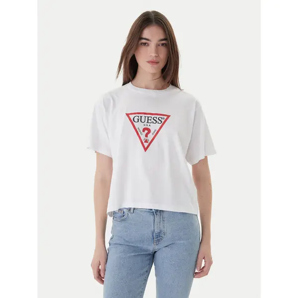 Guess Jeans Guess Jeans T-shirt W4YI73 K8HM0 Bijela Boxy Fit