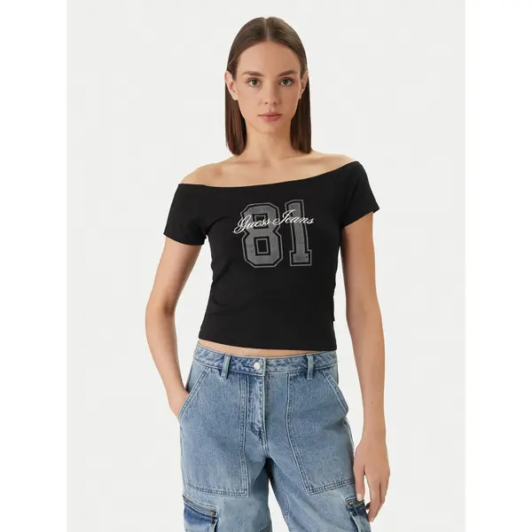 Guess Jeans Guess Jeans T-shirt W6GI07 J1314 Crna Regular Fit