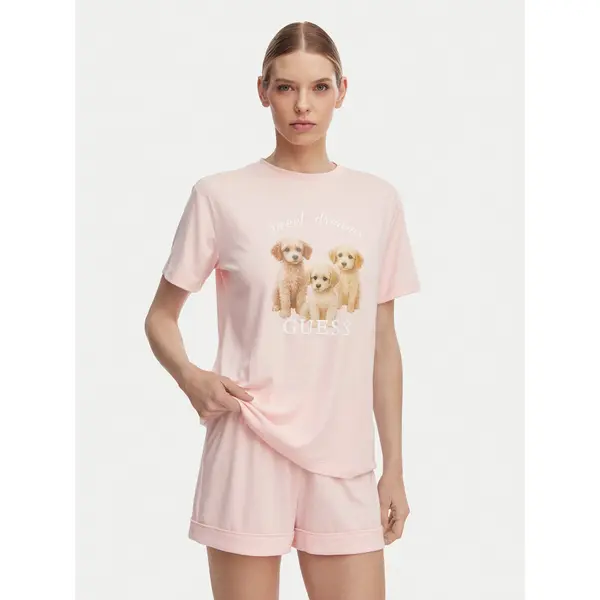 Guess Guess Pidžama O6GX05 KH110 Svijetlo roza Relaxed Fit