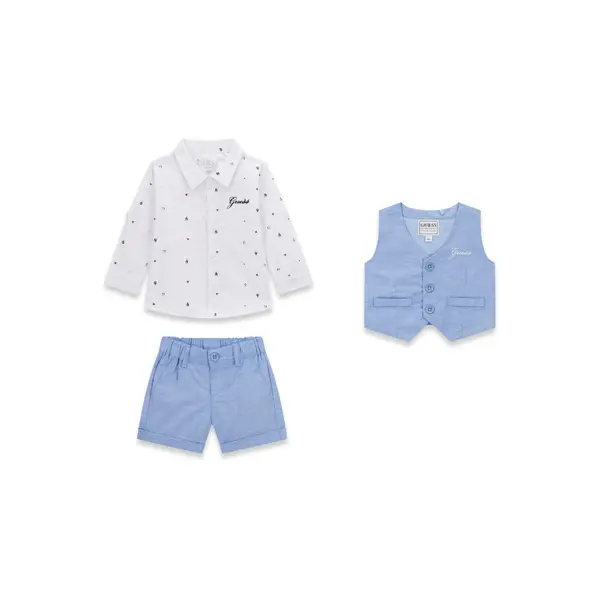 Guess Guess Set košulja, prsluk i tekstilne hlače I6RG12 WF6P0 Plava Regular Fit