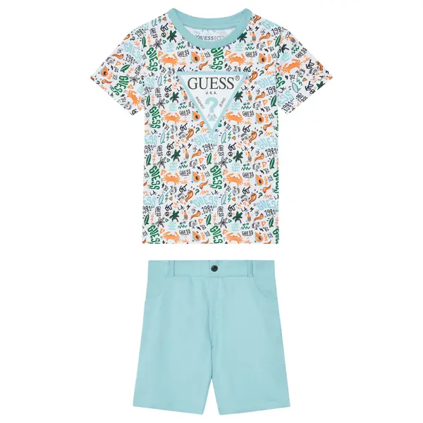 Guess Guess Set majica, sportske kratke hlače N6GG00 K8HM4 Plava Regular Fit