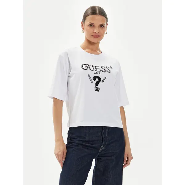 Guess Guess T-shirt Aurelie V4YI06 I3Z14 Bijela Boxy Fit