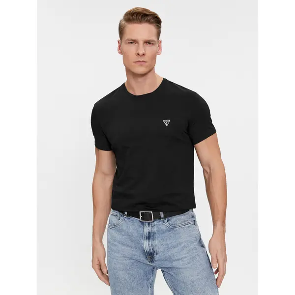 Guess Guess T-shirt Caleb U97M00 KCD31 Crna Slim Fit