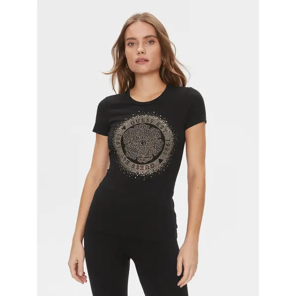Guess Guess T-shirt Camelia W4RI47 J1314 Crna Slim Fit