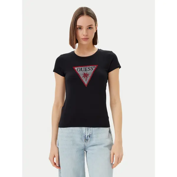Guess Guess T-shirt E5GI08 J1314 Crna Slim Fit