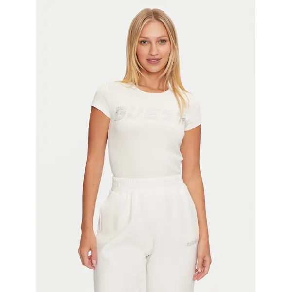 Guess Guess T-shirt V4BI16 KCIV1 Écru Regular Fit