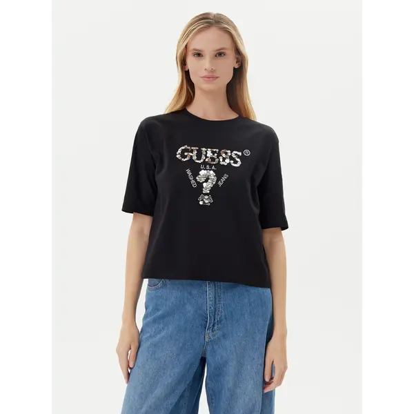 Guess Guess T-shirt V4YI06 I3Z14 Crna Relaxed Fit