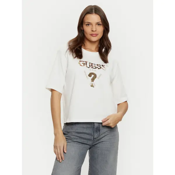 Guess Guess T-shirt V4YI06 I3Z14 Écru Boxy Fit
