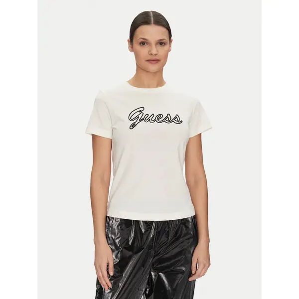 Guess Guess T-shirt V5GI02 K9RM1 Écru Slim Fit