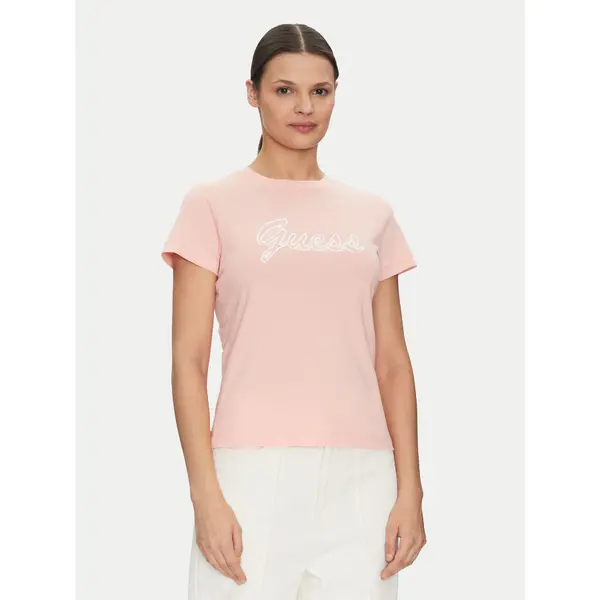 Guess Guess T-shirt V5GI02 K9RM1 Ružičasta Slim Fit