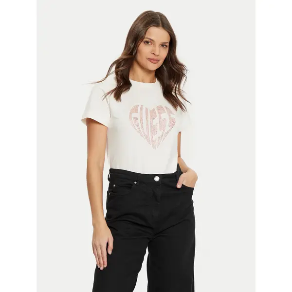 Guess Guess T-shirt V5RI08 J1314 Écru Slim Fit