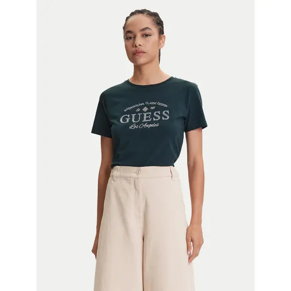 Guess Guess T-shirt V5YI13 J1314 Zelena Regular Fit