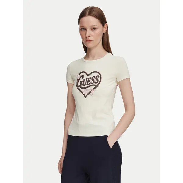 Guess Guess T-shirt V6YI09 K4276 Svijetlo bež Slim Fit