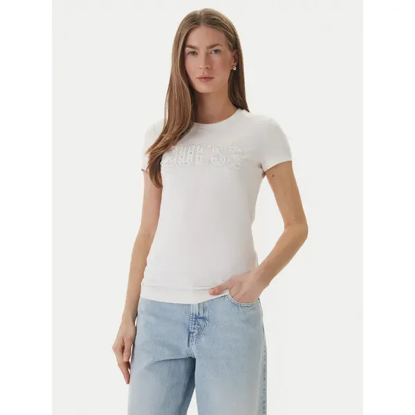 Guess Guess T-shirt W5GI04 J1314 Bijela Slim Fit