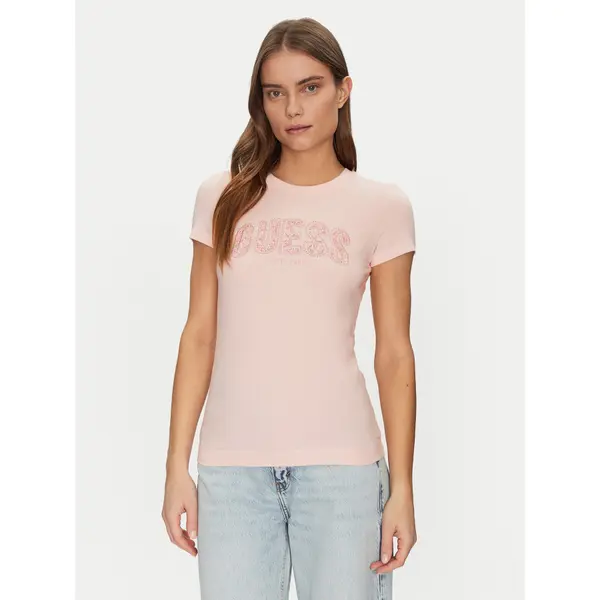 Guess Guess T-shirt W5GI04 J1314 Ružičasta Slim Fit