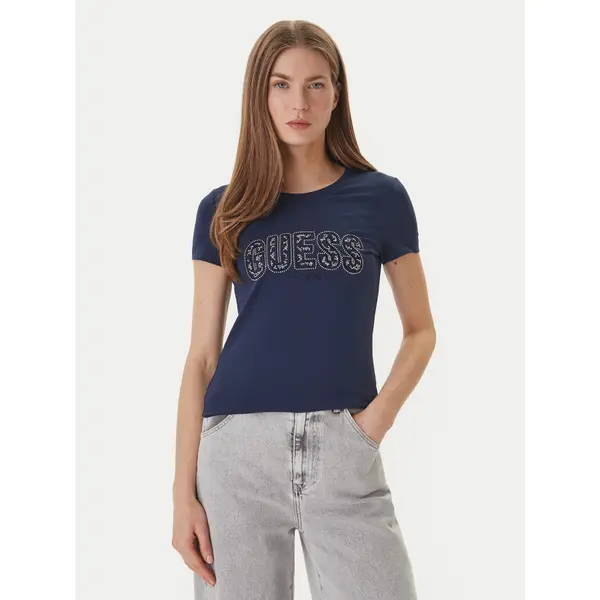 Guess Guess T-shirt W5GI04 J1314 Tamnoplava Slim Fit