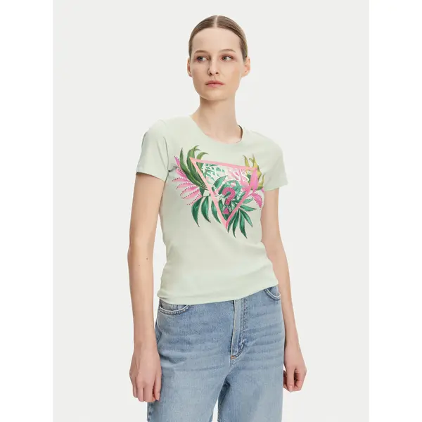 Guess Guess T-shirt W5GI07 J1314 Tirkizna Slim Fit