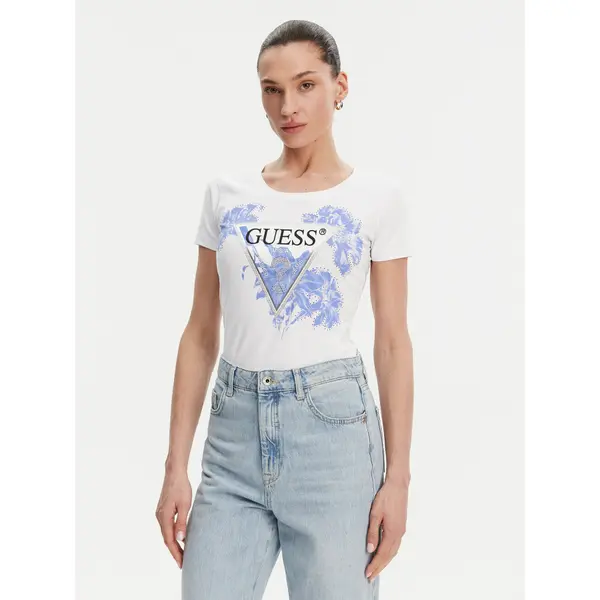 Guess Guess T-shirt W5GI08 J1314 Bijela Slim Fit