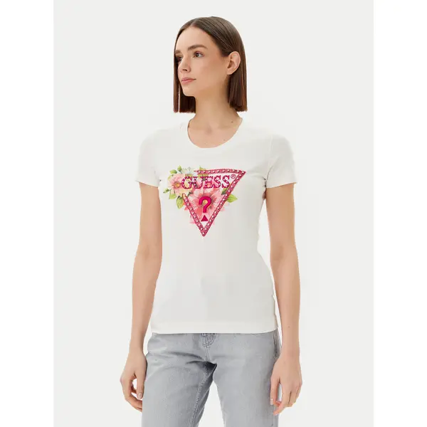 Guess Guess T-shirt W5GI10 J1314 Bijela Slim Fit