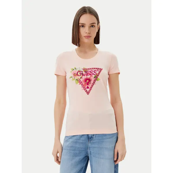 Guess Guess T-shirt W5GI10 J1314 Ružičasta Slim Fit