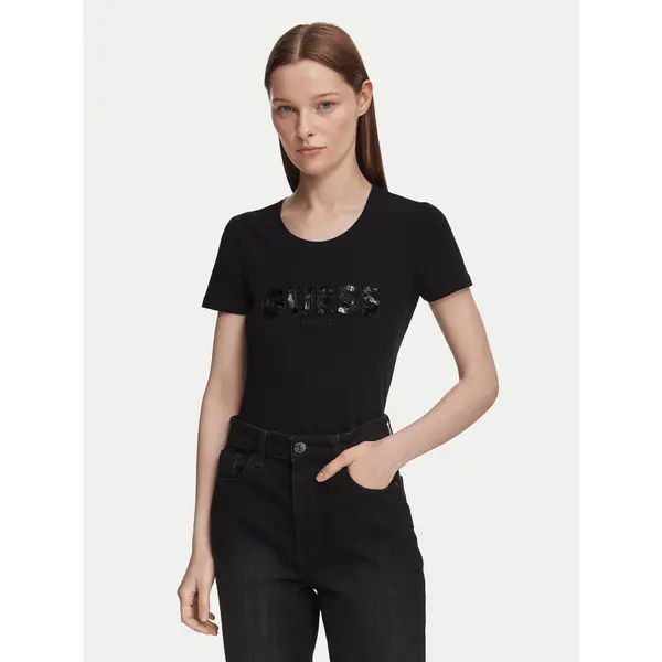 Guess Guess T-shirt W5GI17 J1314 Crna Slim Fit