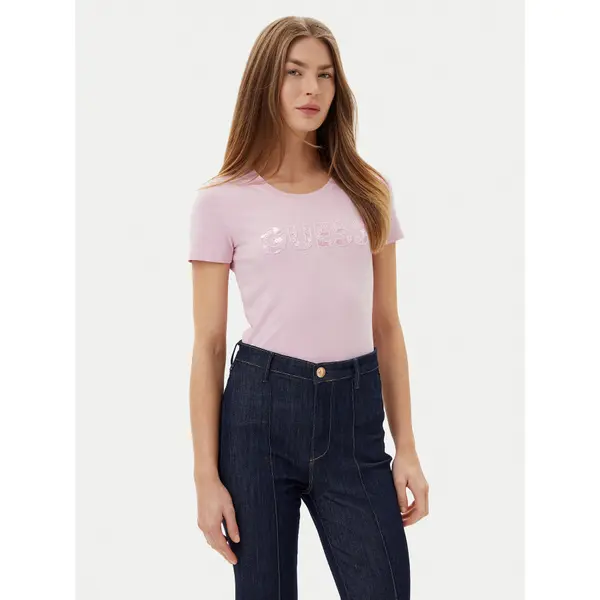 Guess Guess T-shirt W5GI17 J1314 Ružičasta Slim Fit
