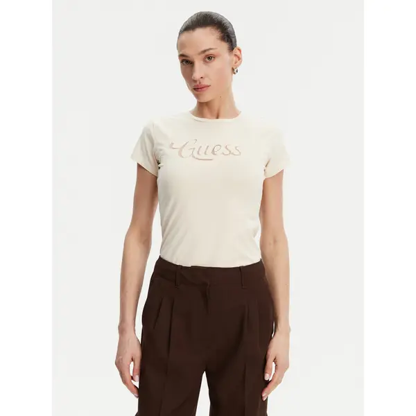 Guess Guess T-shirt W5GI47 KA0Q1 Écru Slim Fit