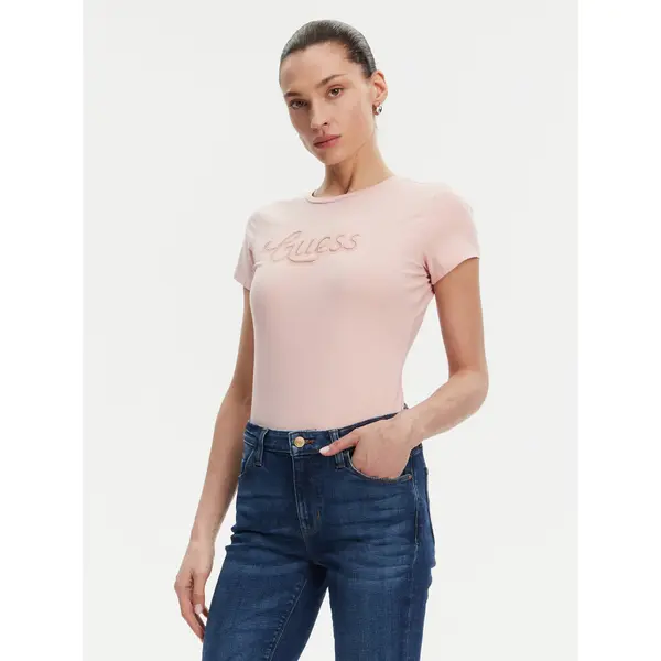 Guess Guess T-shirt W5GI47 KA0Q1 Ružičasta Slim Fit