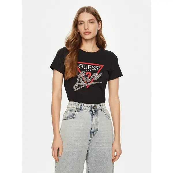 Guess Guess T-shirt W5RI10 I3Z14 Crna Regular Fit